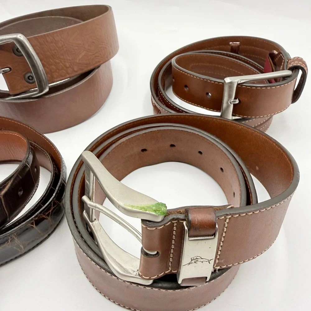 Mens Leather‎ Belt Bundle 4pc Cole Haan Tommy Bahama Alligator Embossed Size 38